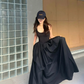 Black Maxi Dress Elegant Chic Vintage Sleeveless Loose ruffle Female Party Club Evening Robes Korean Style Sundresses