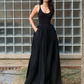 Black Maxi Dress Elegant Chic Vintage Sleeveless Loose ruffle Female Party Club Evening Robes Korean Style Sundresses