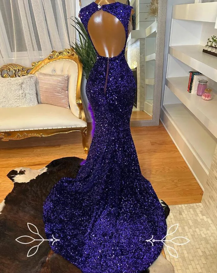 American Girl in Royal Purple Evening Formal Dress for Women Silver Diamond Velvet Long Slit Mermaid Prom Queen Gown Feather