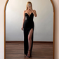 Sexy Evening Dress Black Mermaid/Trumpet V Neck Side Slit Evening Gowns for Women 2023 Sleeveless Backless Siimple Party Dresses