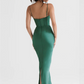 Maxi Bodycon Dress Sexy Celebrity Event Prom Night Party Dresses Satin V Neck Spaghetti Strap Women Dresses