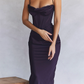 Maxi Bodycon Dress Sexy Celebrity Event Prom Night Party Dresses Satin V Neck Spaghetti Strap Women Dresses