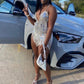 Silver Beaded Crystal Short Prom Dresses Black Girls Sequined Birthday Party Rhinestone Mini Cocktail HomecomingRobe De Bal