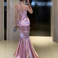 Pink Black Patchwork Wrapped Hip Fishtail Long Dress Women Elegant Sleeveless Party Summer Backless Pleated Evening Dresses New