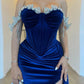 Simple Pleats Sweetheart High Slit Women Prom Dresses Draped Floor-Length Court Train Evening Gowns فساتين مناسبة رسمية