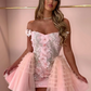 Fashion Pink 3D Flower Women Party Dresses Shiny Sequined Beaded Appliques Symmetrical Cocktail Dresses Sexy Party Dress