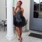 Sexy Short Prom Dresses For Black Girls Beaded Birthday Party Dress Crystal Feathers Mini Cocktail Homecoming Robe De Bal