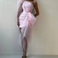 Rose Tulle Mini Formal Prom Dresses Bow Side One Shoulder Pleats Prom Dress Mini Illusional Party Gowns 2024