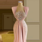 Hot Pink Beaded Party Gowns Arabic Long Wedding Night Evening Dresses Custom Made For Women Prom Celebrity Dresses Robe Soiree