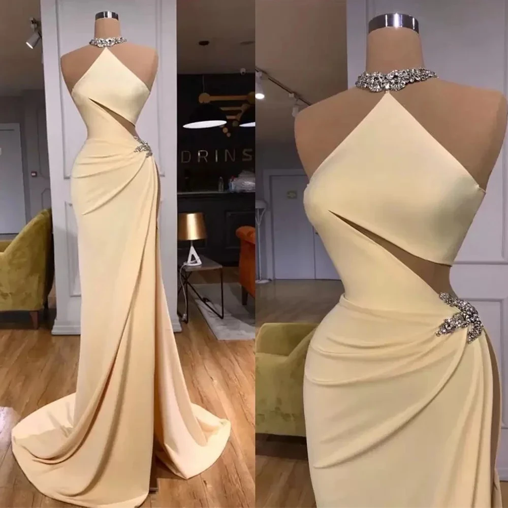 Luxury Evening Dresses For Women Beautiful Sexy Mermaid Elegant Off Shoulder Sleeveless High Split Mopping New Party Prom Gowns