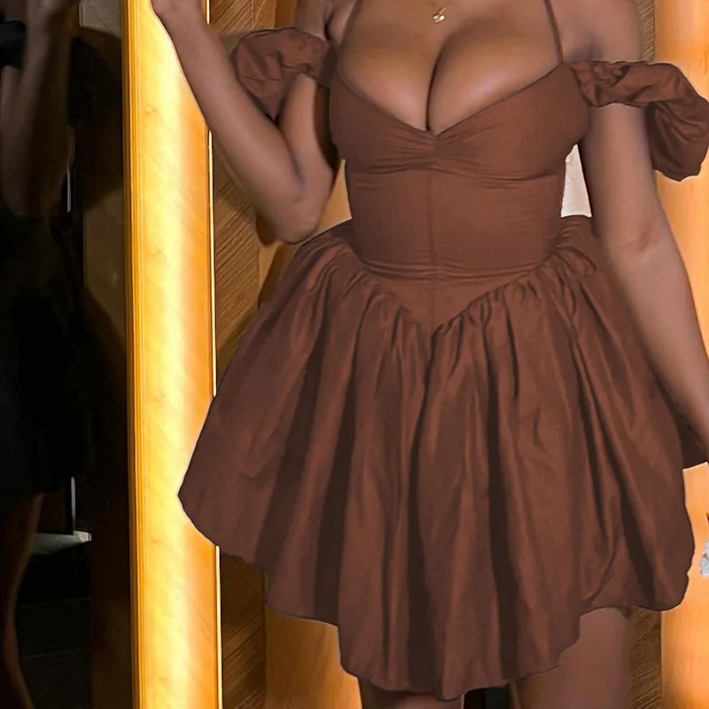 Puff Sleeve Mini Dress Lady Sexy Party Bodycon Evening Dresses 2024 Women Summer Clothes Elegant Luxury Birthday Club Dresses