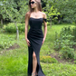 Strapless Sexy Slit One Sleeve Cocktail Prom Dresses Stretch Backless Evening Gown Women Homecoming Party Dress Summer