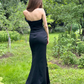 Strapless Sexy Slit One Sleeve Cocktail Prom Dresses Stretch Backless Evening Gown Women Homecoming Party Dress Summer