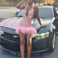2024 Luxury Short Pink Prom Homecoming Dress with Train Applique Crystal Black Girl Birthday Celebrity Gown vestidos de fiesta