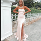 New In Satin Prom Dresses Mermaid Strapless Criss Cross Back Women Formal Evening Gowns Wedding Party Guest Vestido De Noch