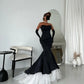 Prom Dress Saudi Arabia Elegant Retro Strapless Trumpet Brush Evening Gown Draped Tulle Hugging Velour Customized