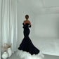 Prom Dress Saudi Arabia Elegant Retro Strapless Trumpet Brush Evening Gown Draped Tulle Hugging Velour Customized