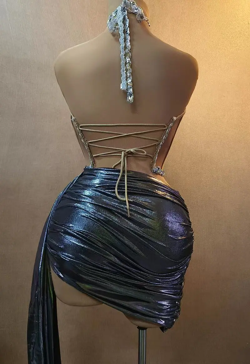 Luxury See Through High Low Celebrity Sparkly Beaded Dresses African Black Girls Short Prom Dresses for Birthday Party