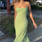 Spaghetti Straps Sparkly Long Prom Dresses Mermaid Prom Dress