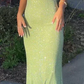 Spaghetti Straps Sparkly Long Prom Dresses Mermaid Prom Dress