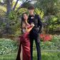 Simple Mermaid Long Burgundy Slit Prom Dress