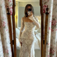 Lace long prom dress long sleeves evening dress