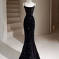 Black Mermaid Sequin Long Prom Dress, Black Formal Dress