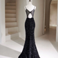 Black Mermaid Sequin Long Prom Dress, Black Formal Dress