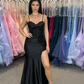 Black Satin Mermaid Long Party Dress