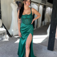 Green Appliques Straps Mermaid Formal Dress