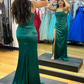 Green Appliques Straps Mermaid Formal Dress