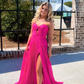 Hot Pink Sweeheart Cutout Pleated Long Party Dress