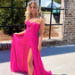 Hot Pink Sweeheart Cutout Pleated Long Party Dress