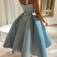 Cute One Shoulder Satin Lace Short Prom Dress, A-Line Party Dress