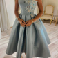 Cute One Shoulder Satin Lace Short Prom Dress, A-Line Party Dress