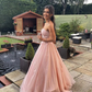 Pink Strapless Lace Long Prom Dresses, A-Line Evening Dresses