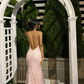 Mermaid Pink Tulle Lace Long Prom Dresses Appliques Backless Evening Party Dress