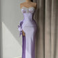 Light Purple Prom Dress With Rhinstone High Slit Gown Sleeveless