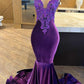 V-Neck Sleeveless Mermaid Vevlt Rhinestones Mermaid Prom Dress