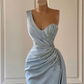 Elegant Simple Siren Evening Dresses for Women with Draped Appliques, One-Shoulder Prom Dresses luxury dress evening dresses