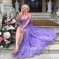 A Line Purple Formal Party Dresses Lace Off The Shoulder Slit Women Evening Prom Dress Bride Wedding Occasion Gowns