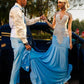 Glitter Blue Mermaid Prom Dress For Black Girls 2024 Silver Daimond Rhinestone Beaded Party Gowns Vestidos De Gala