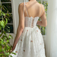 White Fairy Lace Midi Prom Dresses Sweetheart Cherry Appliques Wedding Party Dresses for Women A-Line Graduation Gowns