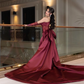 Gorgeous Mermaid فساتين السهرة Sexy Off Shoulder Satin Side Split Prom Dress Burgundy Fishtail Vestidos De Noche With Tail