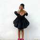 Sexy A line Off The Shoulder Short Sleeves Black Short Homecoming Dress