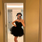 Simple A-Line Black Strapless Tulle Multi-Layered Homecoming Dress