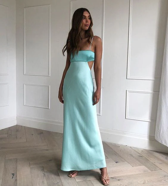 Sexy Sheath Straps Mint Green Prom Dresses Evening Dress