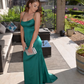 Sexy Mermaid Straps Dark Green Backless Prom Dresses Evening Dress