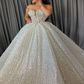 Strapless Sparkling Sequins Wedding Dress Shiny Beads Sleeveless Floor Length Custom Made Backless Bridal Gowns Vestido De Novia