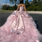 Purple Pink Charro Mmexican Quinceanera Dresses Floral Embroidery Ruffles vestidos de fiesta de 15 quinceañera Prom Dress Bow